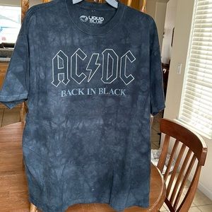 Men’s extra-large AC/DC T-shirt, back in the black. Tie-dyed T-shirt.
